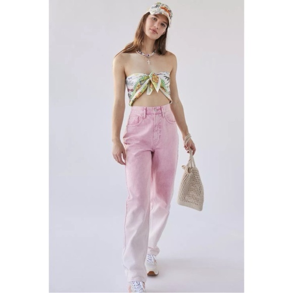 BDG Pink Recycled High-Waisted Baggy Ombré Jean 27 - Picture 1 of 10